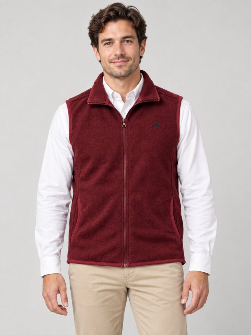 Brooks Brothers Men’s Medium Burgundy Sweater Fleece Full Zip Vest